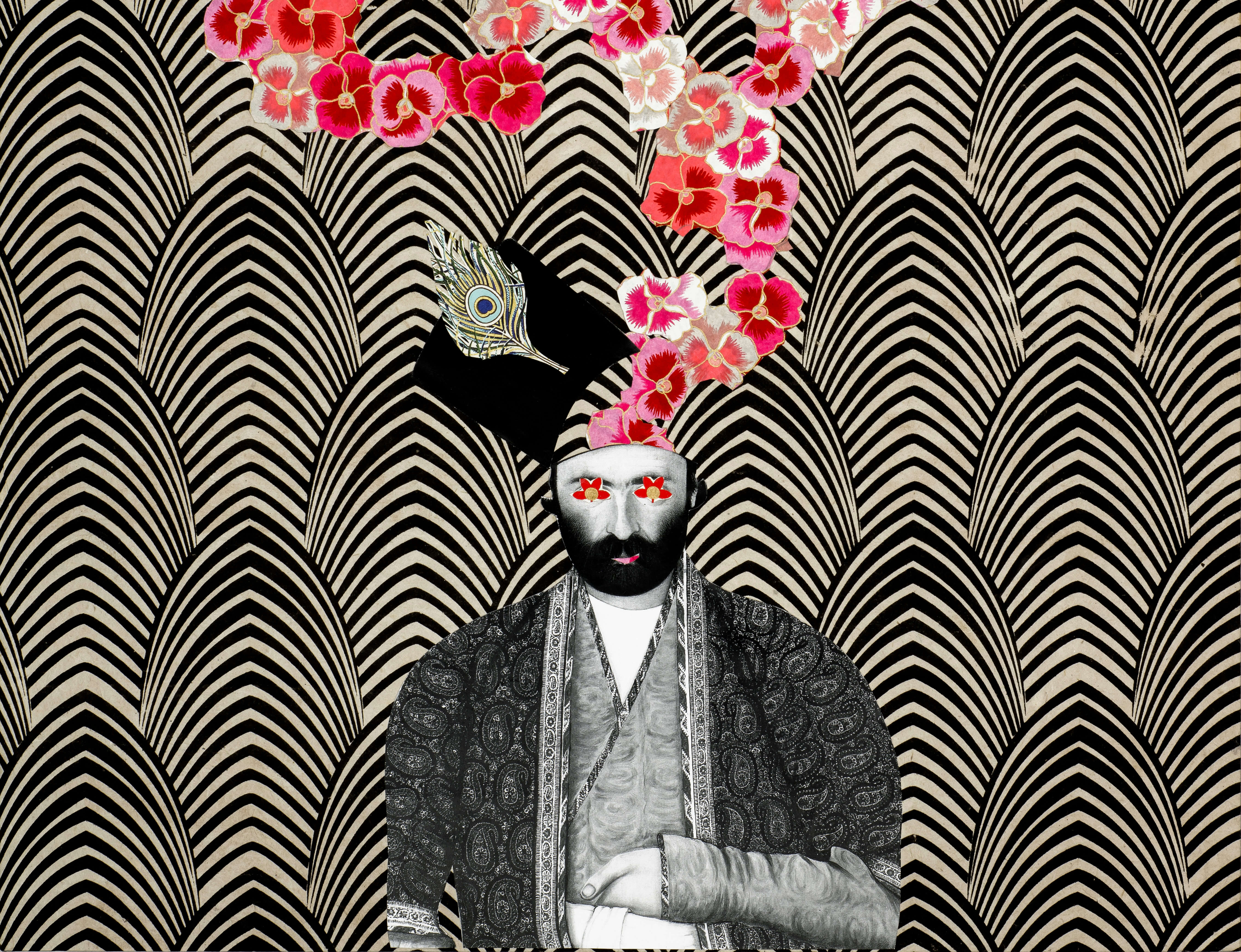 Thinking Good Thoughts I [collage] by artist Sheila Karbassian